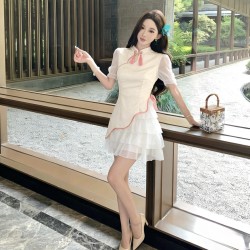Bow-knot mesh cheongsam